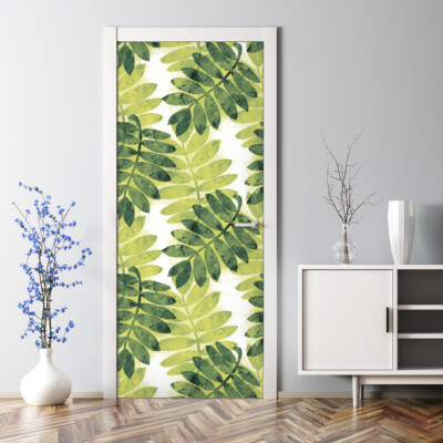 Rowan leaves Spring green Leaf Positive relax pattern Self Adhesive Door Decal