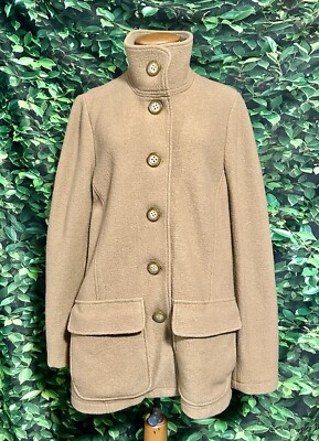 LL BEAN Pea Coat 100% Bellandi Italian Wool Beige Women’s Medium
