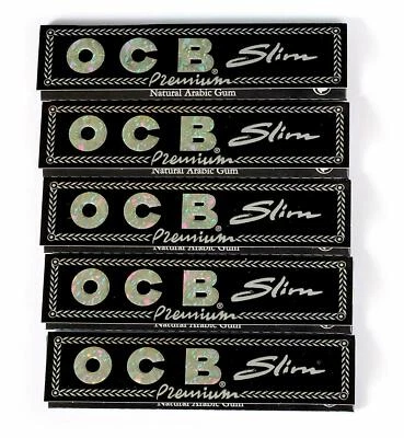 OCB Slim Premium Black King Size Rolling Paper - 5 Booklets