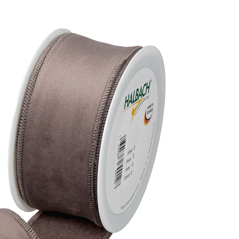 Christmas Velvet Fabric Ribbon 50mm x 8m Grey