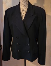 Vintage Christian Dior Women's Black Wool Blazer Size 14
