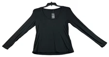 International Concepts Blouse Size Medium Black Long Sleeve Scoop Neck New