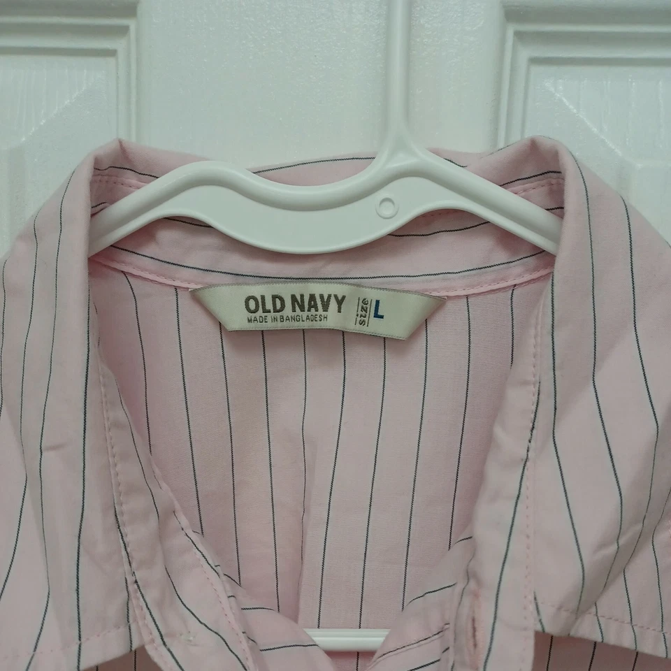 Camisa de vestir grande con botones de manga larga rosa azul marino antiguo para niños Foto 4 de 4