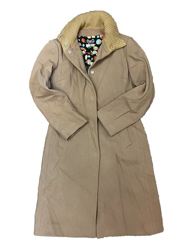D&G Dolce & Gabbana Women's Brown Wool Coat Jacket Size 26/4 Camel READ - Picture 1 of 12