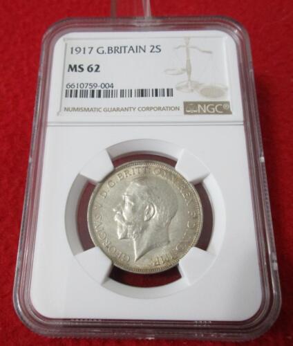 GREAT BRITAIN Silver 2 Shillings / Florin King George V NGC MS 62 #T1627