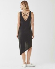 NWT $148 Splendid Black Sandwash Cross Back Sleeveless Asymmetric Dress Medium
