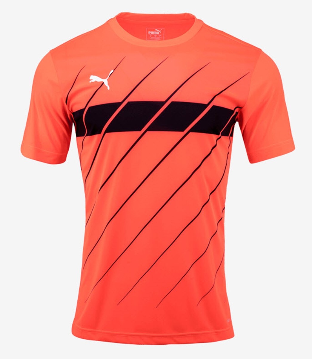 Puma Men Football-Play Graphic T-Shirts Orange Navy Soccer Tee