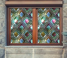 3D Purple Square ZHU353 Window Film Print Sticker Cling Stained Glass UV Zoe