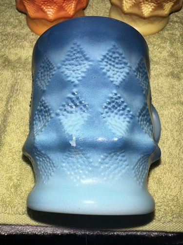 Anchor Hocking Fire King Kimberly BLUE OMBRÉ Mug Cup Diamond Pattern 60's-70's - Picture 3 of 12