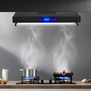 30in Hotte de montage mural Acier inoxydable noir 350CFM Évent nouveau
