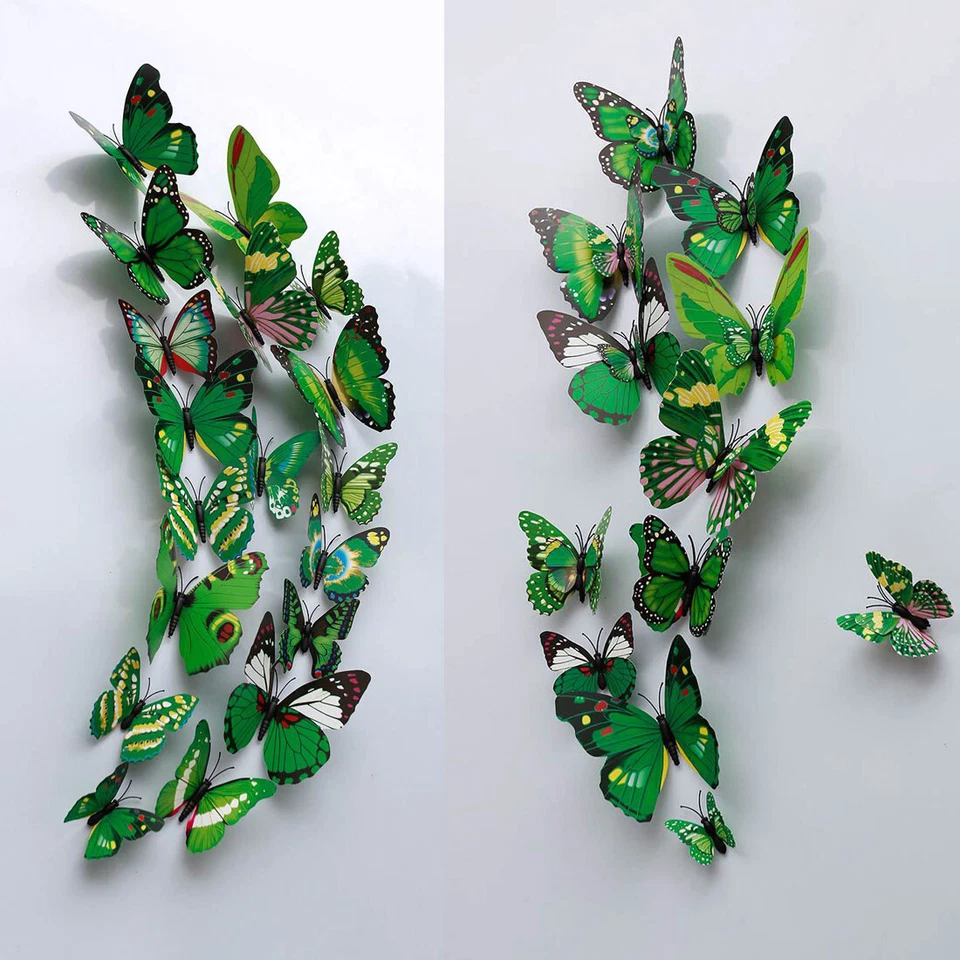Pegatinas de pared mariposa, calcomanías artísticas metálicas 3D decoración hogar habitación decoración Ki ' Foto 3 de 4