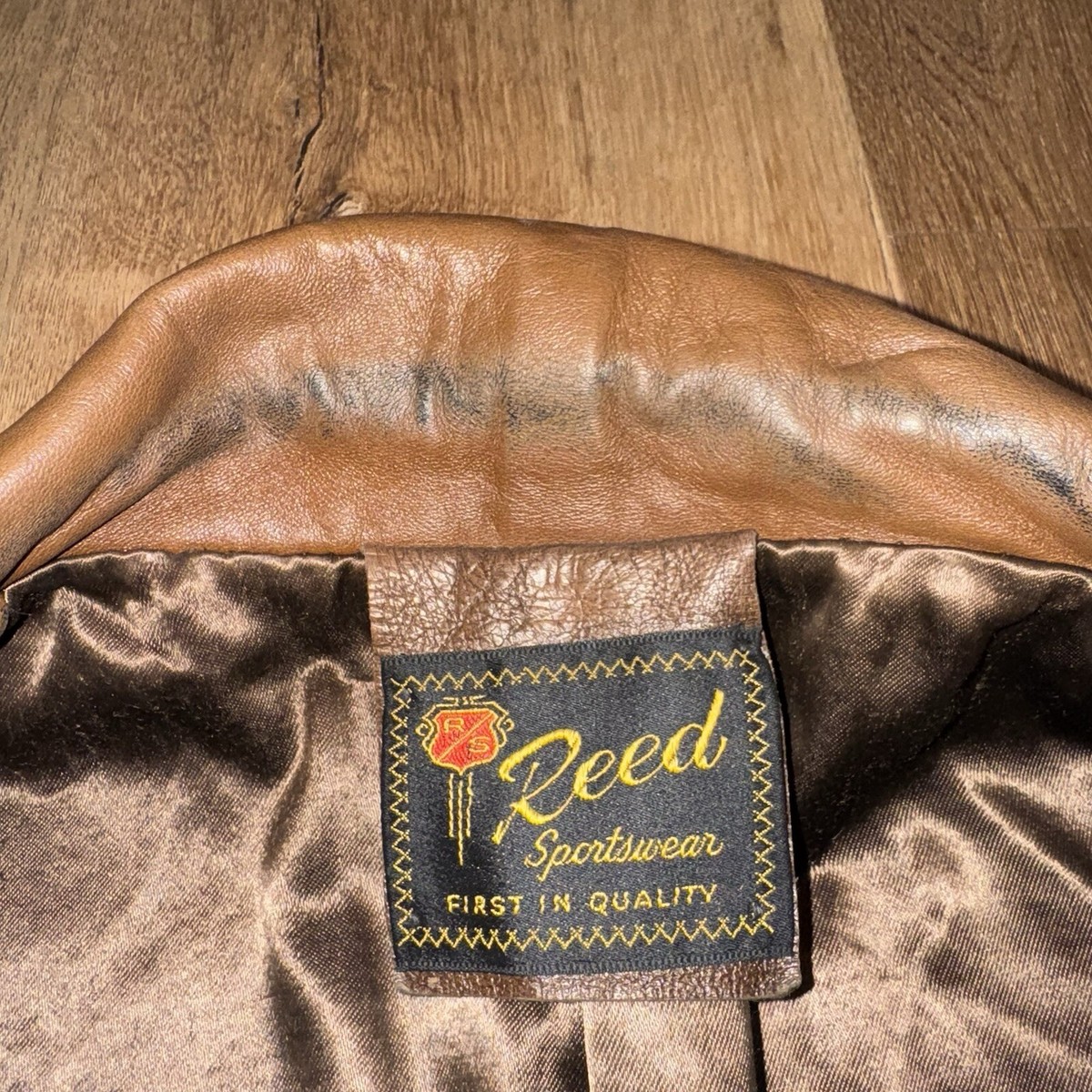 Vintage Reed Leather Jacket Mens 1960s 1970s Trench Coat