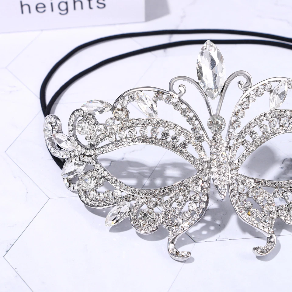 Mascarada de lujo para mujer Máscara de estrás de media cara Fiesta de carnaval Máscara de princesa Foto 4 de 4