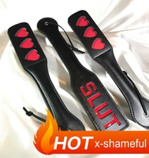 PU Leather Spanking Paddle Slapper Whip Slaver Slut Kinky Flogger Binding Game