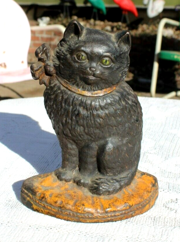 Antique 1920's HUBLEY # 38 CAT Statue Cast Iron Doorstop Victorian