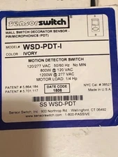 SENSOR SWITCH WSD PDT I WALL SWITCH OCCUPANCY SENSOR, IVORY