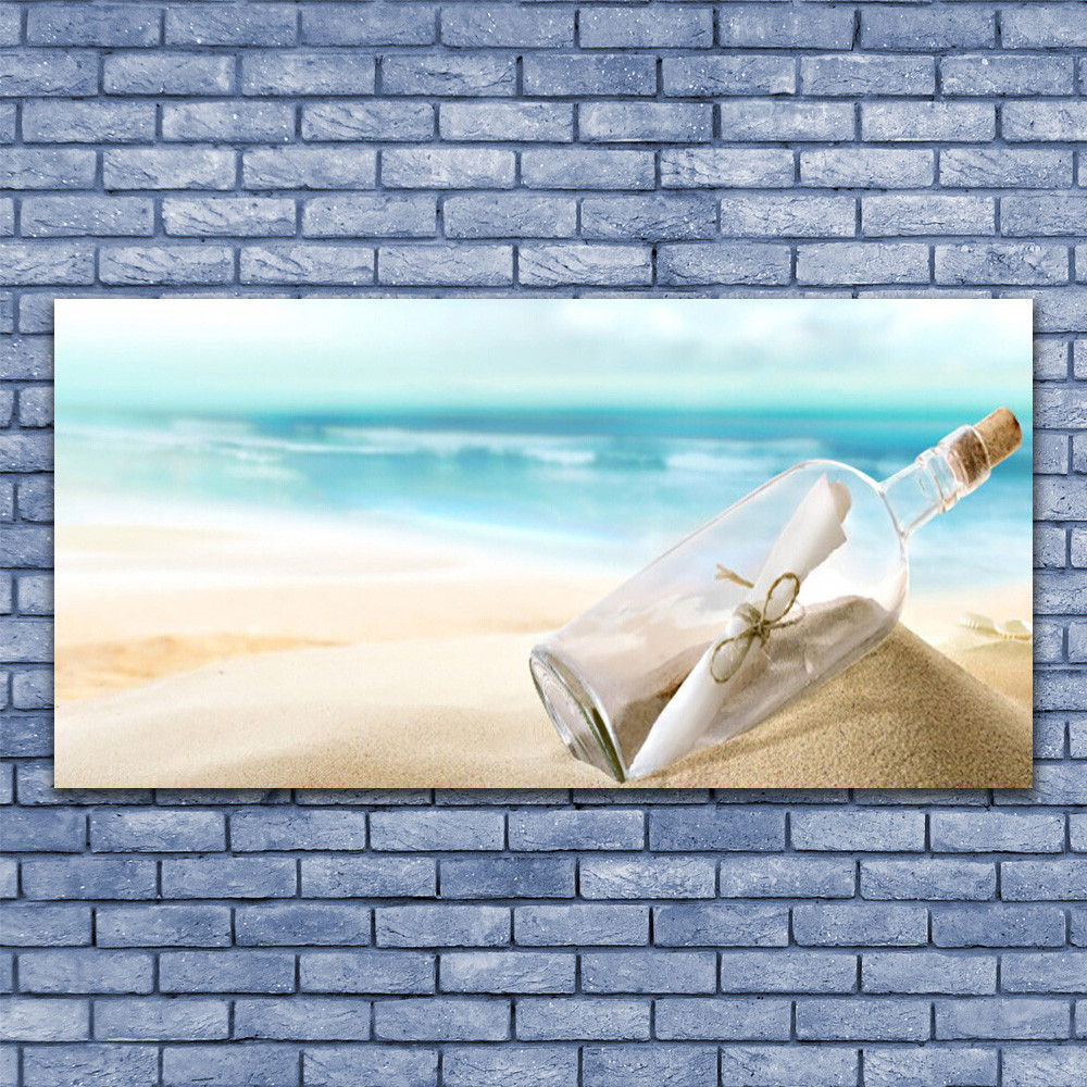 Image sur verre 140x70 Art Bouteille Plage en verre trempé haut de gamme