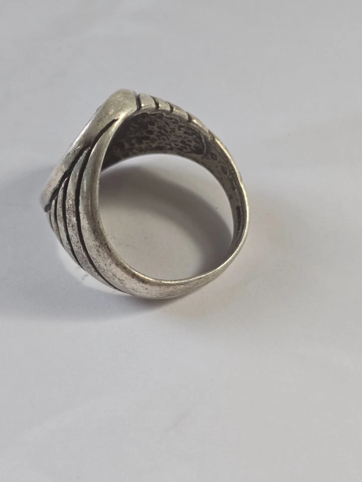 Vintage Hawk Tuah Ring Turquoise Southwestern Inlay Size 10 Signed - Image 2 of 4