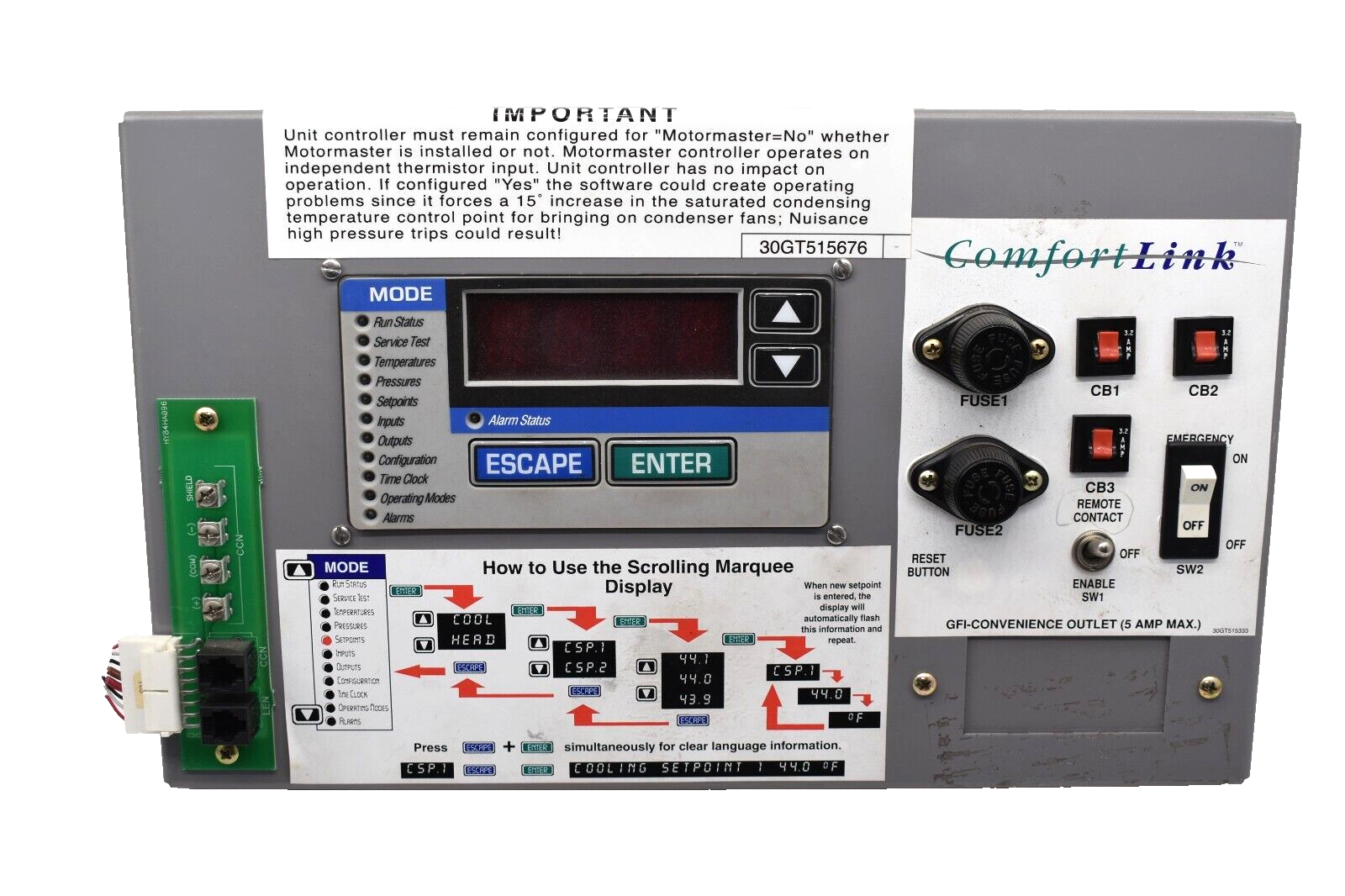 CARRIER COMFORTLINK INTERFACE AND ALARM CONTROLLER 30GT515676