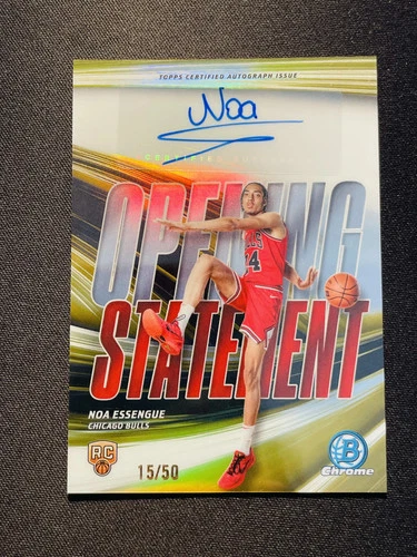 2025-26 Topps Bowman Chrome Autograph Noa Essengue 15/50 Gold #OS-NE RC XV44