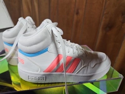 Adidas Hoops Mid 3.0 Womens Sz 5 Shoes White Pink Blue Basketball High Top Sneak