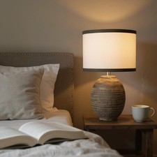 Rustic Ceramic Lamp Modern Round Table Desk Lamp Old Farmhouse