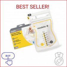Medela Easy Pour Breastmilk Storage Bags 100 Count 7oz/210ml Disposable, Leakpro