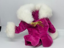 Vintage 1996 Avon Winter Rhapsody Barbie Doll White Fur Pink Velvet Jacket Coat