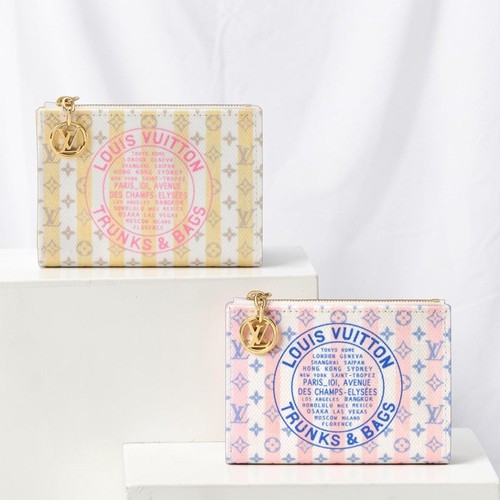 NEW Louis Vuitton Portefeuille Lisa wallet Blue Pink Women Authentic LV