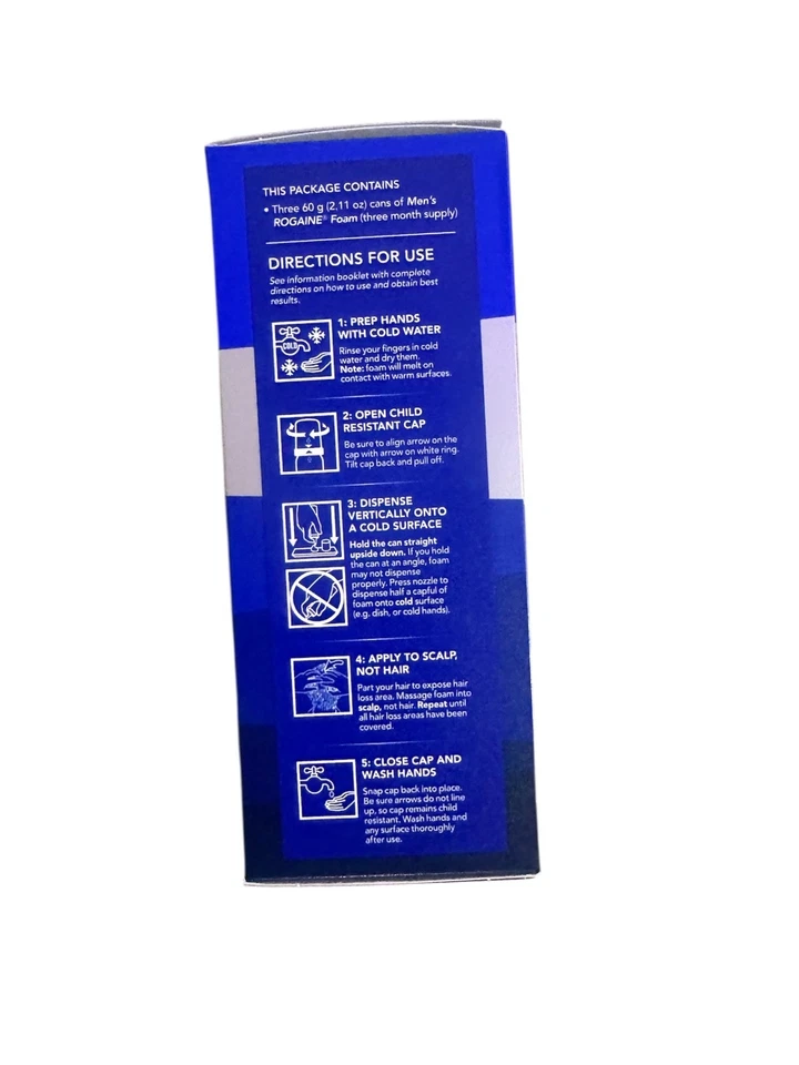 Espuma Tratamiento Regeneración Cabello Rogaine Suministro para Tres Meses 3x60ml 2.11fl Nueva 12/26 Foto 3 de 4