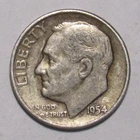 1954 P ROOSEVELT DIME, 90% Silver, circulated