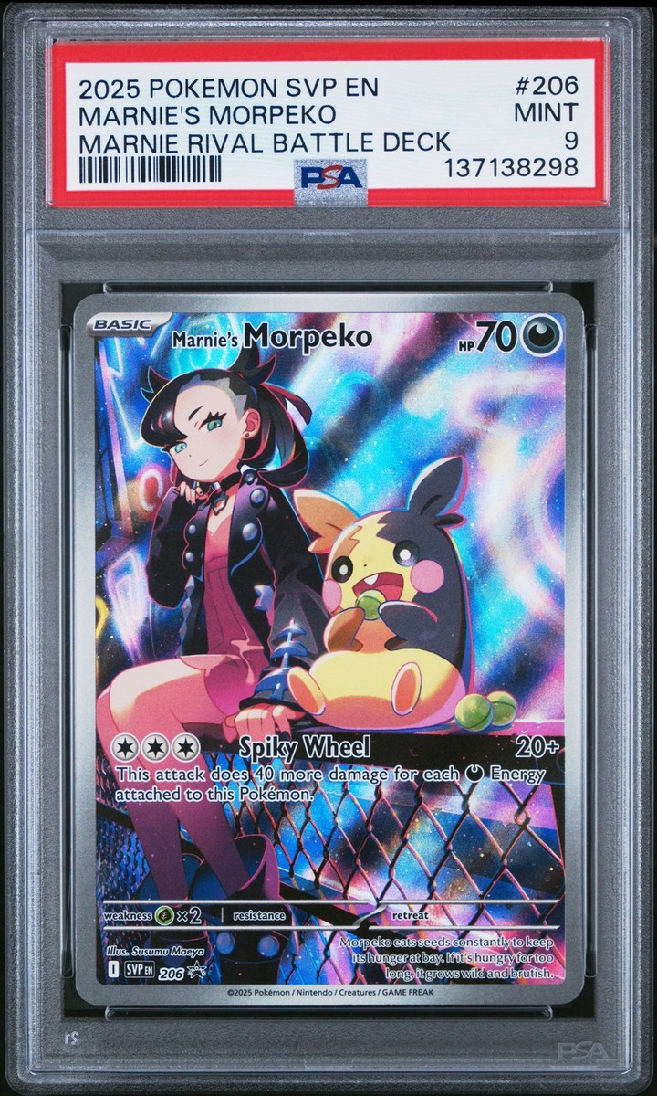 PSA 9 Marnie'S Morpeko #206 2025 Pokemon Svp Sv Black Star Promo