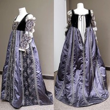 Vintage Victoria Prom Dresses Square Neck Long Sleeves Renaissance Evening Gowns