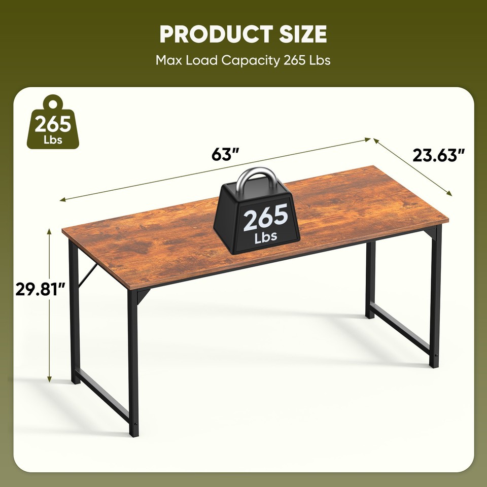 32-63 Inch Home Office Computer Desk Writing Work Study Table with ...