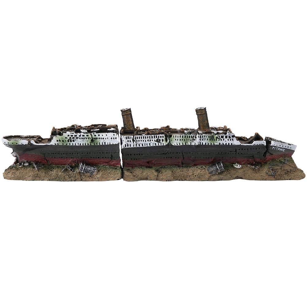 Aquarium Decoration Ship, 15 Inch Titanic Shipwreck Resin Ornament for Large Fis