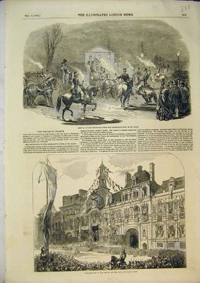 Alter antiker Druck 1852 Proklamation Empire Hotel Ville Paris Frankreich Wolke 19.