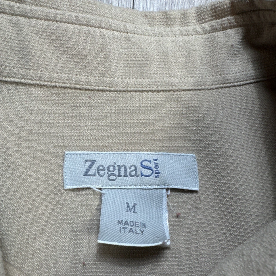 Camisa deportiva de franela Zegna Shackett para hombre mediana M beige Italia tejida peso medio Foto 3 de 4