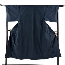Kimono Ensemble Silk Indigo Mens M Size Tsumugi Ready to Use Authentic