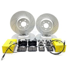 FOR BMW 340i 440i DRILLED FRONT REAR BRAKE DISCS TEXTAR PADS SENSORS 370mm 345mm