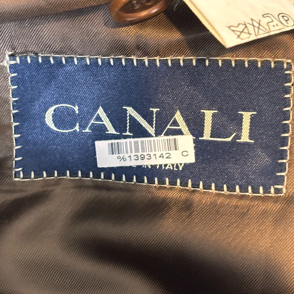 Canali Sport Coat 60R US 50R Brown Houndstooth Wool Made in Italy Blazer Jacket - Image 3 of 4