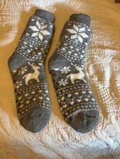 Slipper Socks sherpa lined Reindeer Snowflake One Size Women's