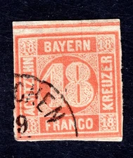 BAVARIA 1862 13b used Good COLOR FLAWLESS signed BÜHLER (Z5931