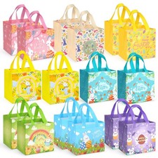 16 PCS Happy Easter Bunny Carrot Chick Egg Treat Non-Woven Bags 7.9x7.9x5.9 In