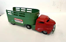 Wyandotte - 24" Pressed Steel Truck Red  Green Semi Lines Tractor Trailer 50s