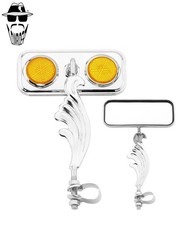 ORIGINAL LOWRIDER Chrome Rectangle Wing Bike Mirror Right/Left Amber Reflectors
