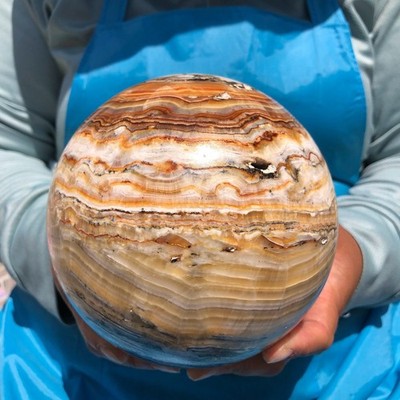 7.87LB Natural Striped Agate Ball Quartz Crystal Sphere reiki healing
