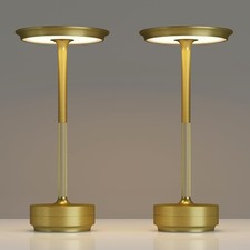 2 Pack Cordless Table Lamps Rechargeable, Portable 5000mAh LED Table Light -Gold