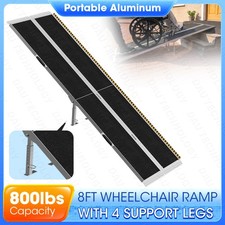 8ft Wheelchair Ramp w/ 4 Support Legs Seamless Portable Aluminum Threshold Ramps
