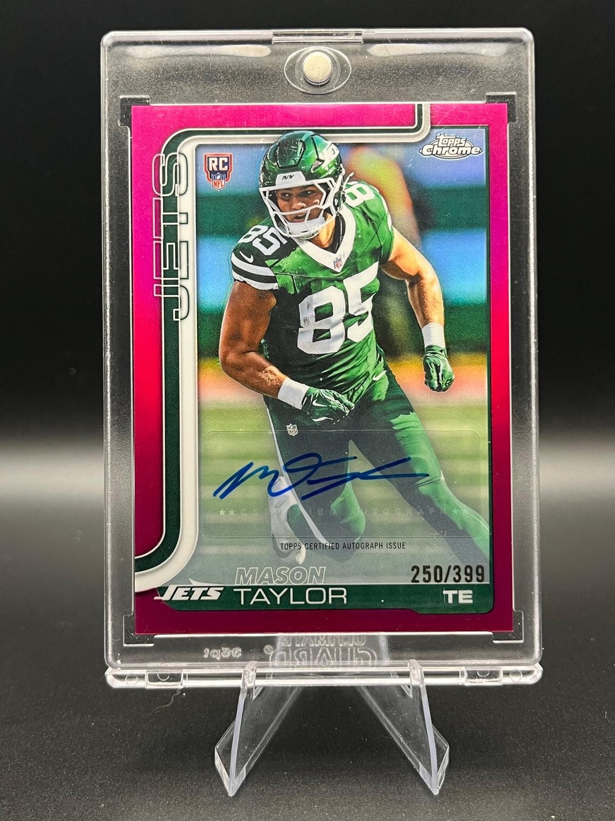 2025 Topps Chrome #RA-MT Mason Taylor Rookie Autographs Magenta Refractor Jets