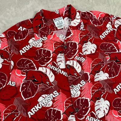 Champion Arkansas Razorbacks Shirt Mens XL Red Tropical Floral Button Up NCAA